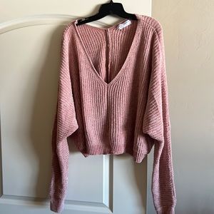 Light Pink Chenille Crop Sweater